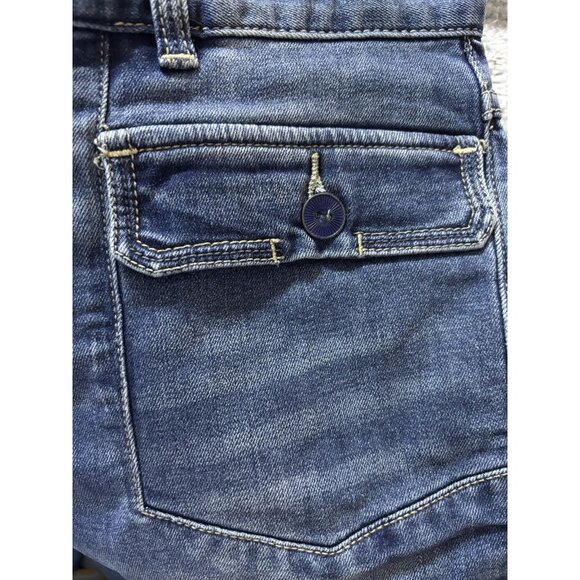 Free People Blue Denim Low Rise Wide Leg Bell Bottom Jeans Sz 29 Y2K - Picture 7 of 8